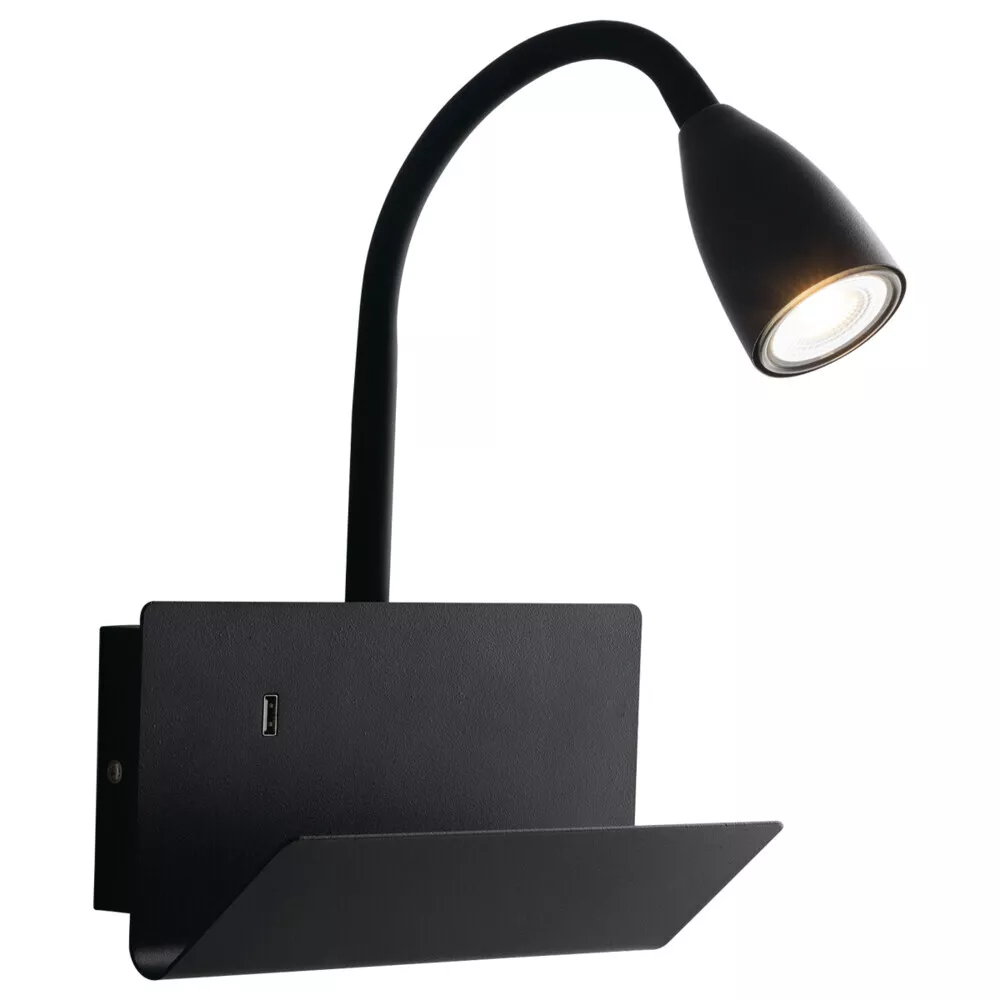 Luce Design GULP Wand Lese Leuchte Lampe schwarz Flexibel mit USB Flexarm  GU10 | eBay