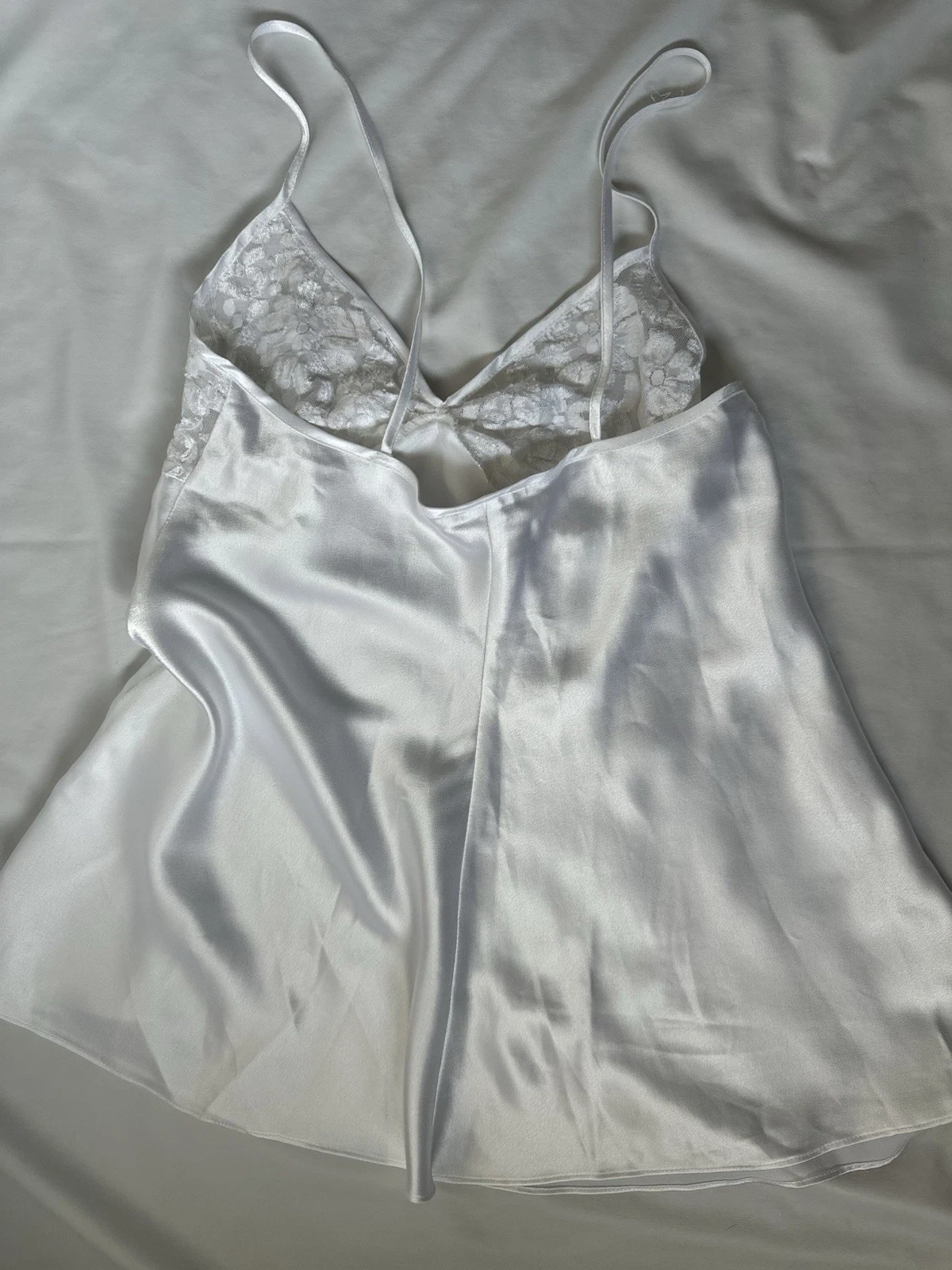 VALENTINO Camicia da notte vintage California Dynasty abito slip bianco medio pizzo civetta