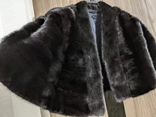 A985 Mink Fur Real Fur Poncho Coat Mantle Shawl Cape