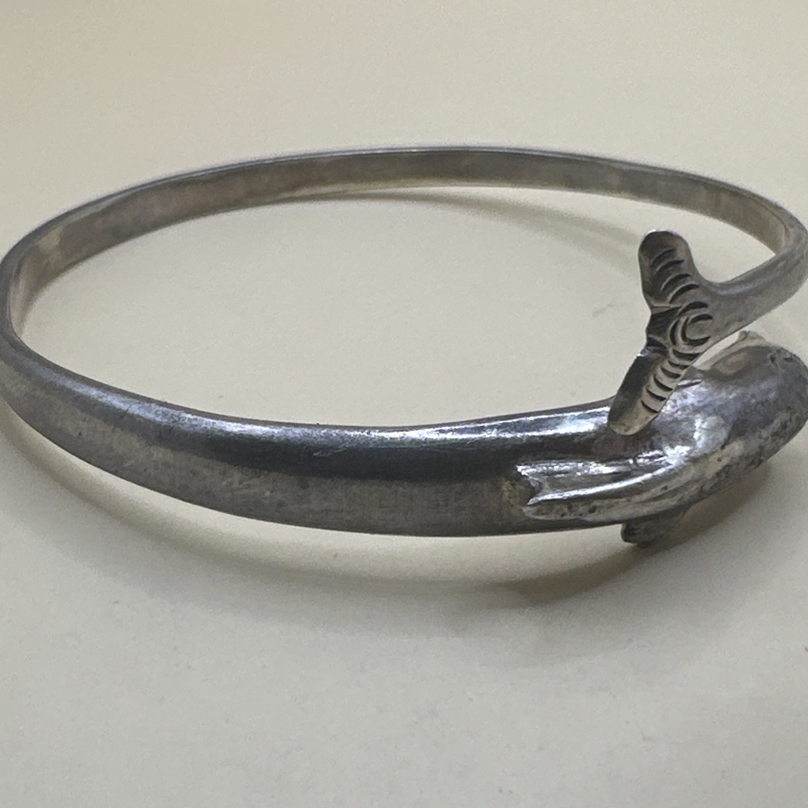 Dolphin Design Solid Sterling Silver Bypass Bangl… - image 6