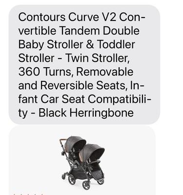 Contours Curve V2 Convertible Tandem Double Stroller-Leather trim