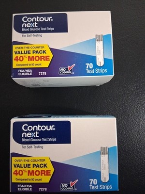 Lot Of 2 Contour Next Blood Glucose Test Strips, 70 ct   Exp 8/27