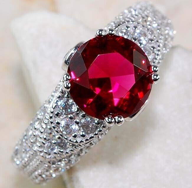 3CT Heat Treated Rubellite Tourmaline 925 Sterling Silver Ring Sz 6 L1-9