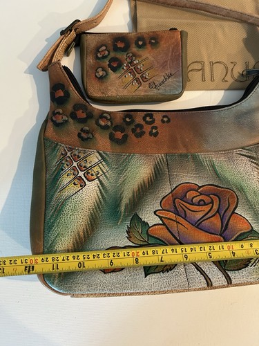 Anuschka Leder Jungle Rose Schulter Crossbody Geldbörse Tasche Geldbörse Staubbeutel Neu - Bild 3 von 7