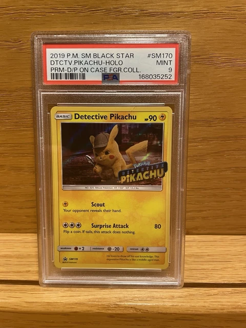 2019 POKEMON SM BLACK STAR PROMO #SM170 DETECTIVE PIKACHU-HOLO PSA 9