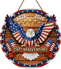 USA 250Th Anniversary Decoration, Wooden 4Th of July Eagle Door Sign 1776-2026 F