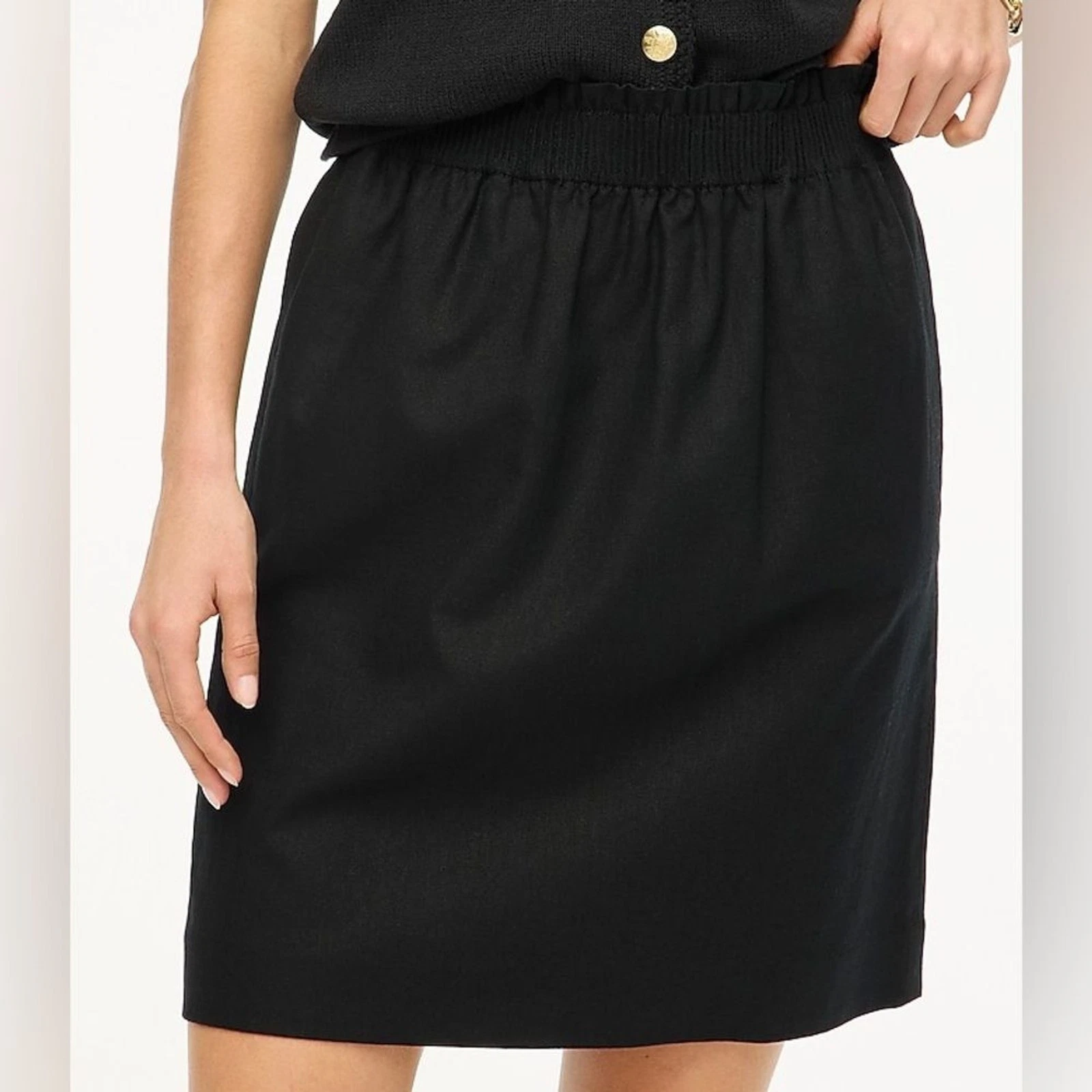 J Crew Fac NWT Linen Cotton Blend City Skirt Size 4 in Black