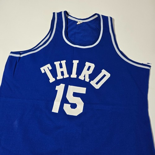 Vintage 70s Russell Athletic Basketball Jersey Mens XL Gold Tag Highschool Blue - Picture 2 of 9