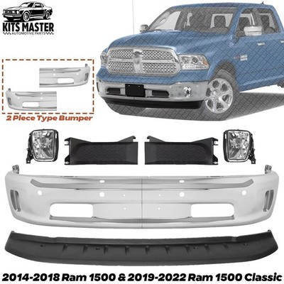 Front Bumper Chrome Kit For 2014-2018 Ram 1500 & 2019-2022 Ram 1500 Classic