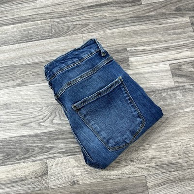 Zara Skinny  Basic Denim Distressed Jeans USA Size 6 Light Wash Raw Hem Stretch