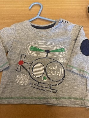 Baby Jungen Kleidung 0-3 Monate TU grau Baumwolle Hubschrauber Langarm Oberteil