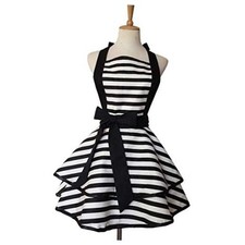 Lovely Handmade Cotton Retro Aprons for Women Girls Cake Kitchen Cook Black