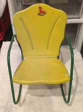 Vtg  AMSCO Doll-e Yellow & Green. Rocking Horse Decal. 10"Tall, 6.5 w