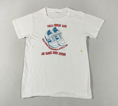 Vintage Hanes Shirt Mens Large White YMCA Rocky Mount Run Around 1981 Race Tee