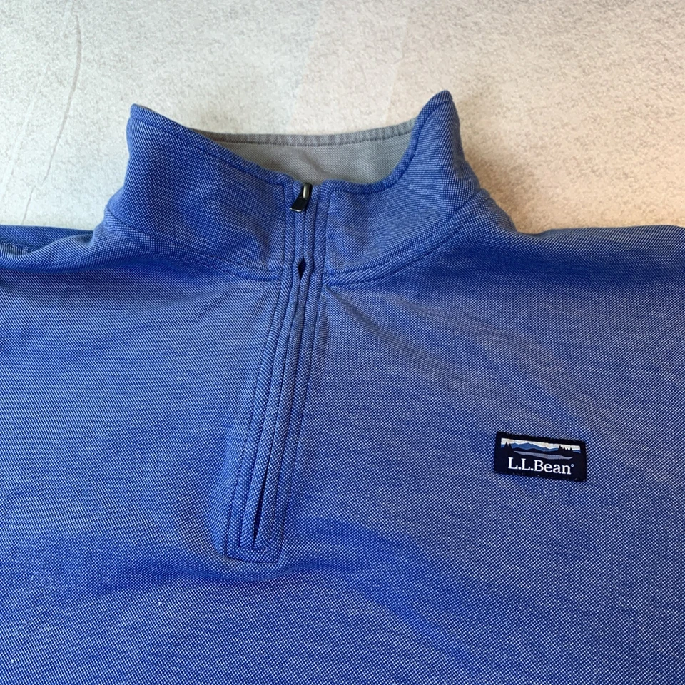 Suéter LL Bean Azul Cuarto Cremallera Para Hombre XXXL Regular Mezcla de Algodón Logo Foto 2 de 4