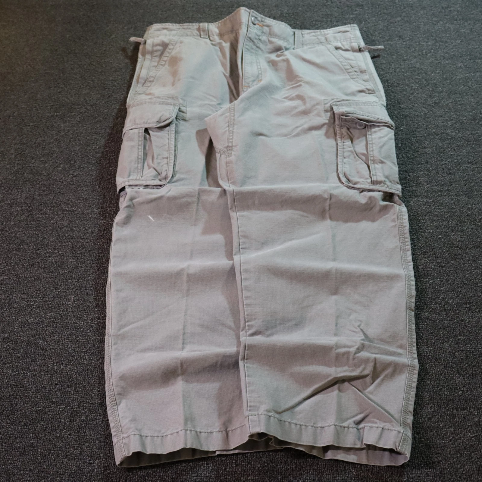 LL Bean Mens 38x29 Gray Pants Cargo Vintage Paratrooper Grunge 2000s Y2k Retro