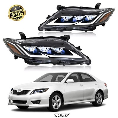 Pair LED DRL Headlights For 2010-2011 Toyota Camry 6th Gen w/Animation Assembly