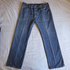 Vintage Levis 501 Straight Leg Red Tab 36x30 Medium Wash Blue Denim Cotton Jeans