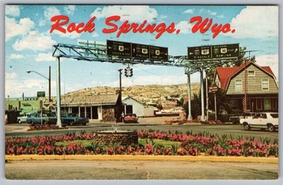 Vintage - Rock Springs Wyoming Highway Intersection Postcard - P22