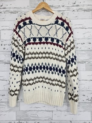 Vintage Cape Isle Knitters Geometric Sweater Ramie Cotton Womens Medium