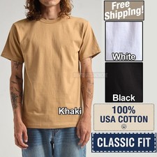 Mens Heavyweight 100 USA Cotton T-Shirt Short Sleeve Premium Tee S-5XL NEW 
