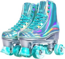 Roller Skates Women Holographic Rollerskates Shiny Double-Row Four Wheels Quad