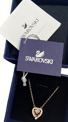 RARE Swarovski Rose Gold Sparkling Dance Heart Necklace & Ring 5.75 Set $275