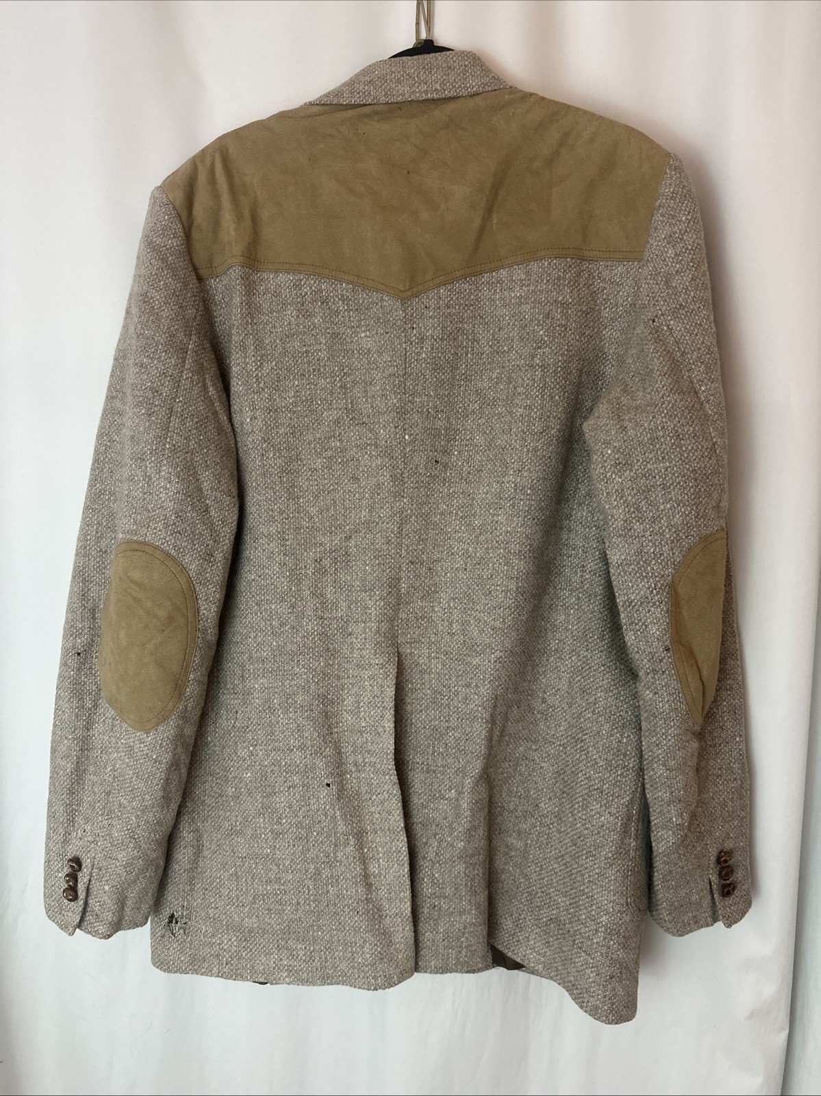 Vtg PENDLETON Tweed Wool Leather Patch Jacket Bla… - image 3