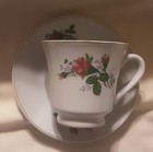 Pair of Vintage Floral Teacups & Saucers, Unmarked, Lavendar & Roses — photo 6