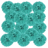 20 StüCk 4\ Seidenpapier-Pompons,Papierblumen,Ball,Party,Hochzeitsdeko,TüRkis"