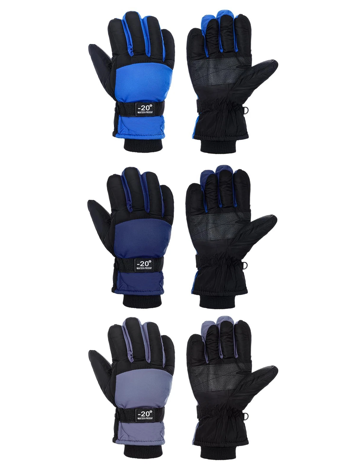Bencailor 3 Pairs Kids Winter Gloves 6-10 Years, Black, Gray, Dark Blue