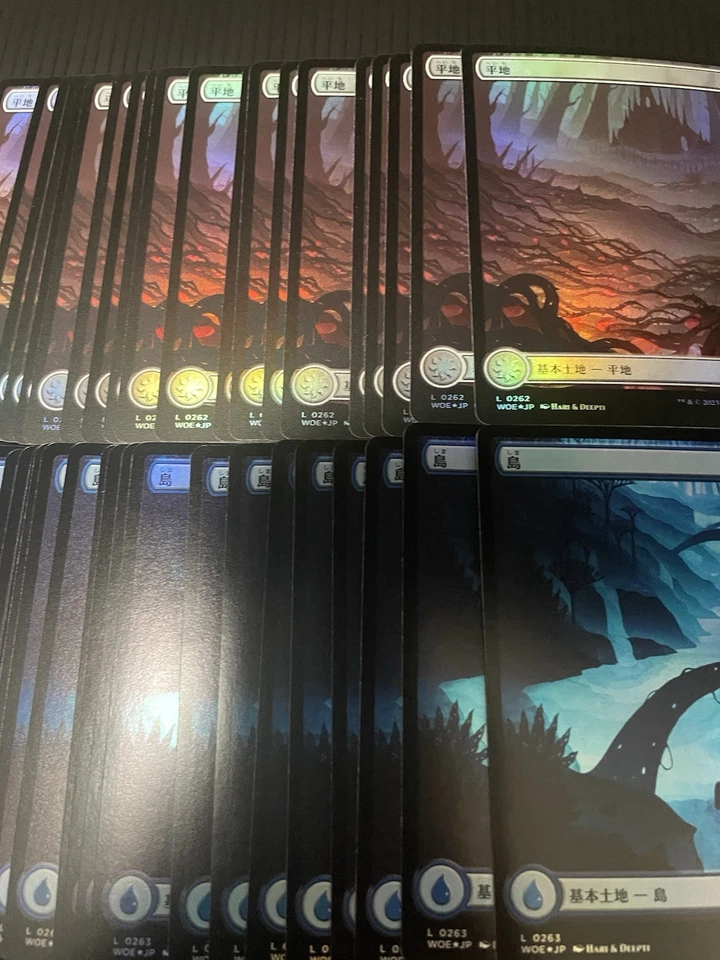 100× MTG Wilds of Eldraine FOIL Basic Land Plains Swamp Island Mountain Forest - Image 2 of 4