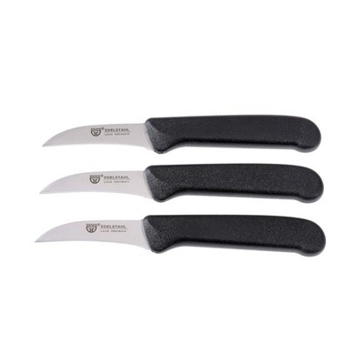fruit knife, set of 3, stainless steel blade, black handles, super sharp edge