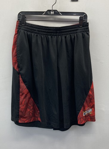 NBA Men's Cleveland Cavaliers Basketball Shorts Black Red Geometric Net-Dri XL