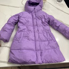 Crew Cuts Girls Long Feather Down Puffer Jacket Size 4/5 Lilac Purple