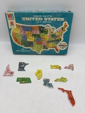 Vintage 1975 Milton Bradley Map of United States/World 2 Sided Puzzle Complete