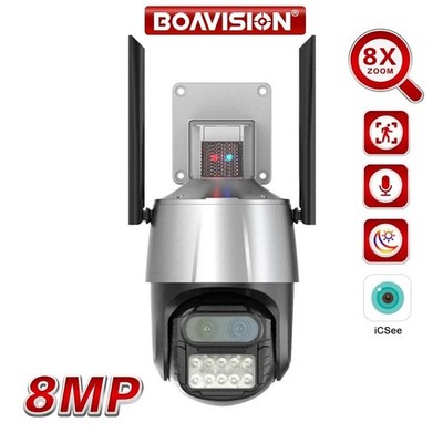 8MP 4K PTZ IP Dual Lens 8X Zoom Audio Outdoor WIFI AI Tracking CCTV Camera -US