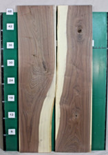 2 End Matched Black Walnut Live Edge Slabs 50"L x 12.5 to 11" W x .75" T 0862