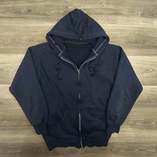 Vintage Full Zip Hoodie Mens Medium Thermal Foam Filled Sweatshirt Thrashed 60s