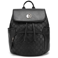 Compass 10L Vegan Leather Monogram Mini Backpack | Black