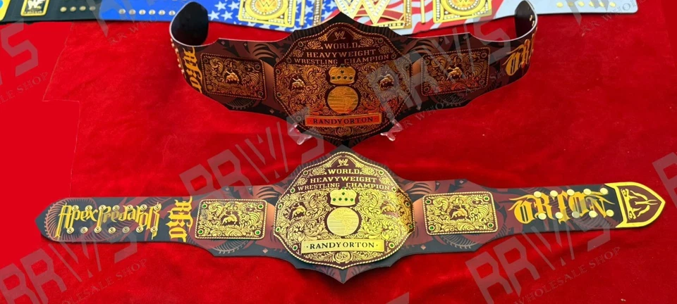 Cinturón de Lucha Randy Orton Signature WWE Big Gold World Peso Pesado Réplica Foto 2 de 4
