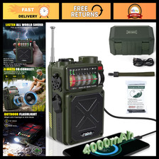 Emergency Crank Radio with Bluetooth, Solar  Hand Crank Charging, NOAA/AM/FM, 4