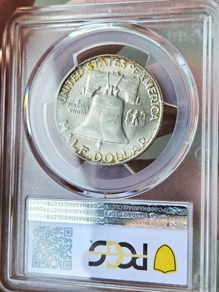 Medio dólar Franklin 1959 graduación profesional MS65 FBL tonificado RDA FS-801 🌈  Foto 3 de 4