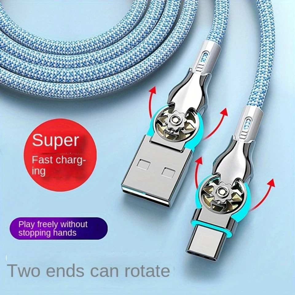 8PC Fast Charging Data Cable 90 Degree Cable, 6.56FT 2M Left&Right Angle Type-c - Image 4 of 4