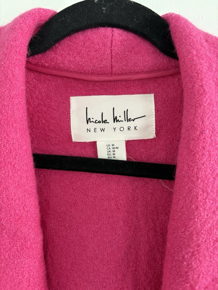 Nicole Miller Women’s Magenta Pink Mid Length Wool Blend Coat SzM - Image 2 of 4