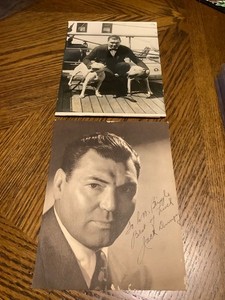 1940'S HEAVYWEIGHT BOXING CHAMPION JACK DEMPSEY SIGNED PHOTO & ONE WITH HIS DOGS