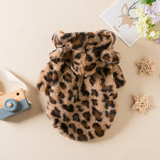Winter Pet Dog Clothes Warm Fleece Dog Hoodie Leopard Dog Coat Jacket French Bul