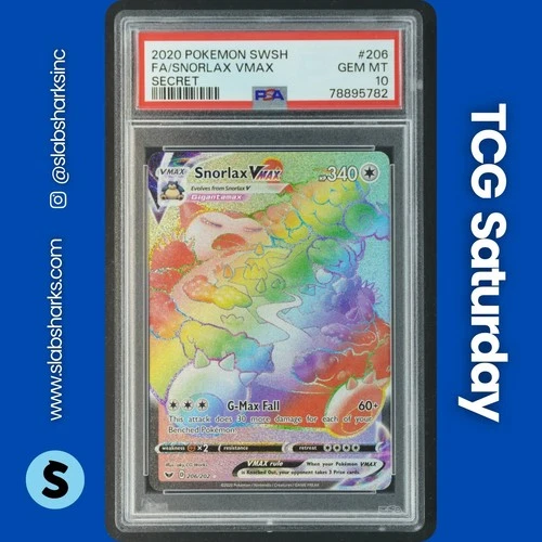 2020 POKEMON SWORD & SHIELD #206/202 SNORLAX VMAX SECRET PSA 10