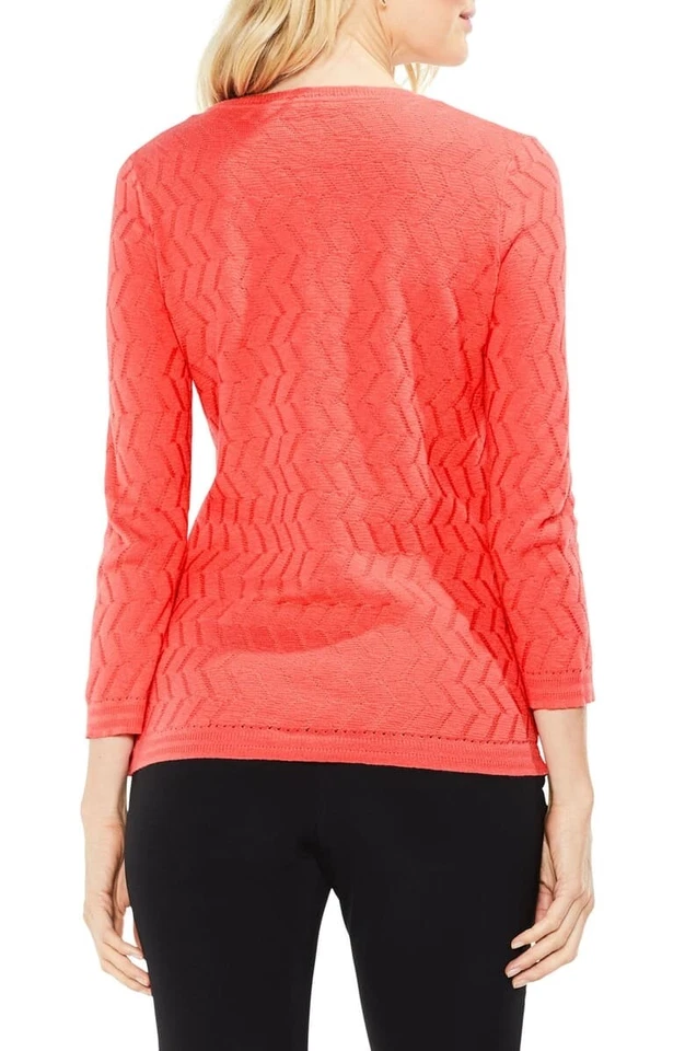 Suéter para mujer VINCE CAMUTO 163678 manga 3/4 puntada texturizada melón talla Mediano Foto 2 de 2