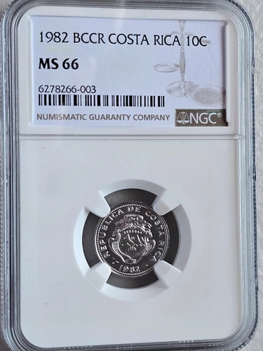 Costa Rica 10 Centimos 1982 BCCR NGC MS 66